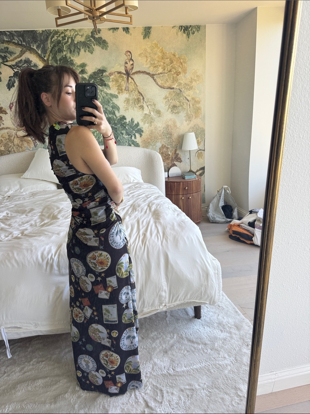 FARM Rio Black Sleeveless Maxi Dress with Plate Print - Picture 3 of 4